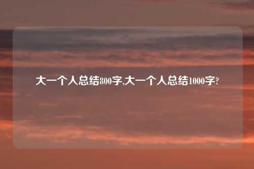大一个人总结800字,大一个人总结1000字?