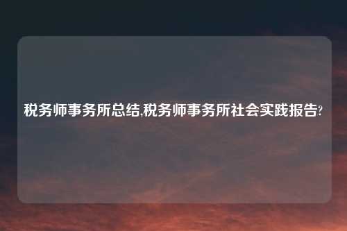 税务师事务所总结,税务师事务所社会实践报告?