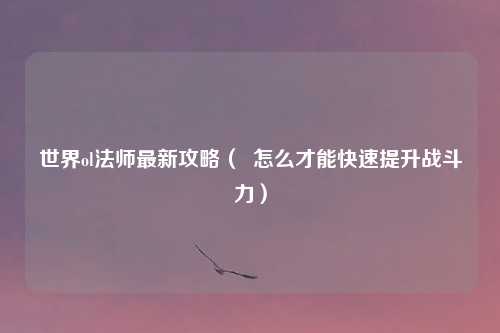 世界ol法师最新攻略( 怎么才能快速提升战斗力)