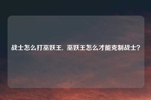 战士怎么打巫妖王,  巫妖王怎么才能克制战士？
