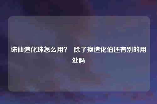 诛仙造化珠怎么用? 除了换造化值还有别的用处吗