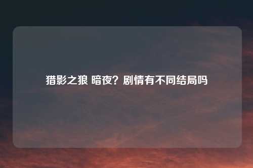 猎影之狼 暗夜？剧情有不同结局吗