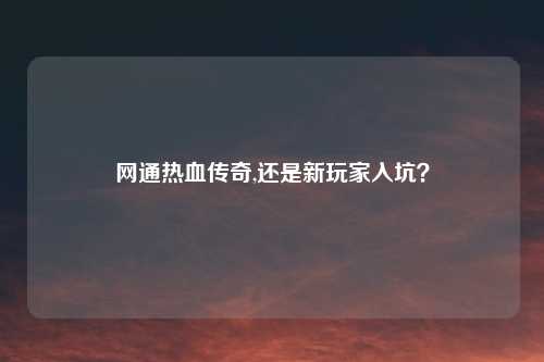 网通热血传奇,还是新玩家入坑？