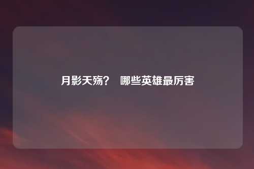 月影天殇？  哪些英雄最厉害