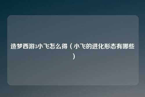 造梦西游3小飞怎么得(小飞的进化形态有哪些)