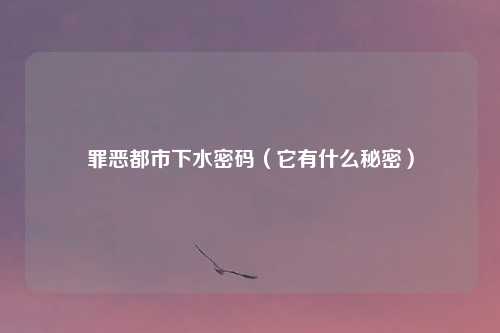 罪恶都市下水密码（它有什么秘密）