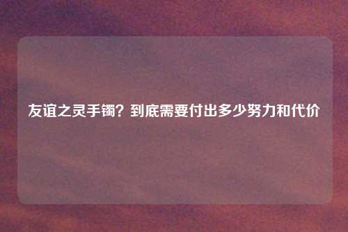 友谊之灵手镯？到底需要付出多少努力和代价