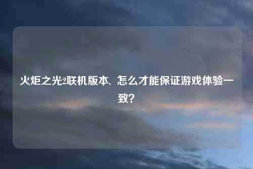 火炬之光2联机版本,  怎么才能保证游戏体验一致？