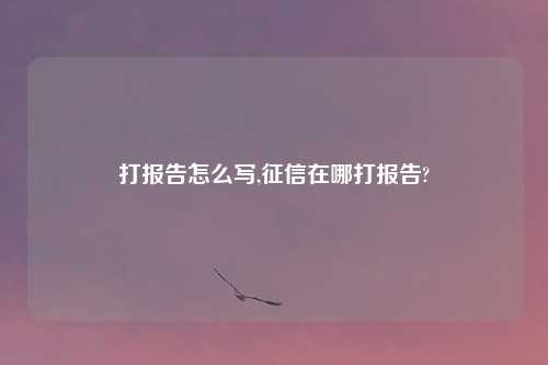 打报告怎么写,征信在哪打报告?