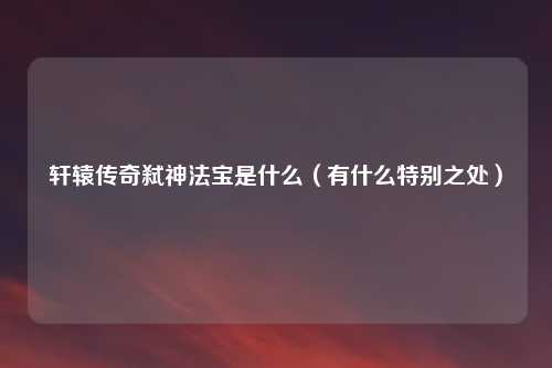 轩辕传奇弑神法宝是什么（有什么特别之处）