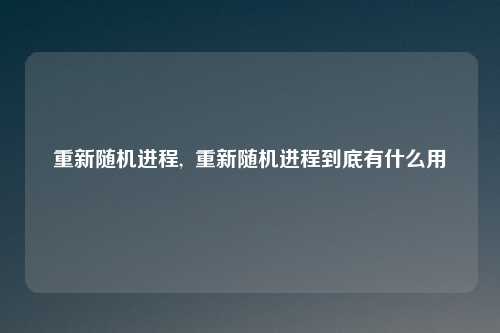 重新随机进程,  重新随机进程到底有什么用