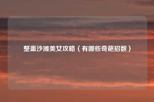 整蛊沙滩美女攻略(有哪些奇葩招数)