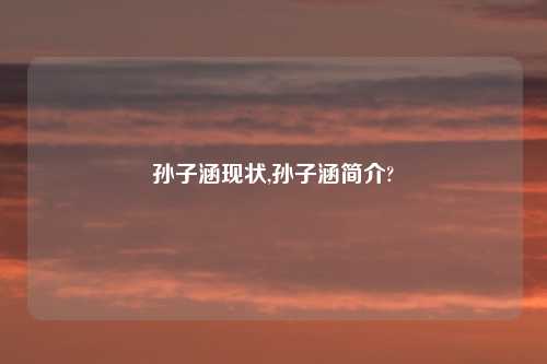 孙子涵现状,孙子涵简介?