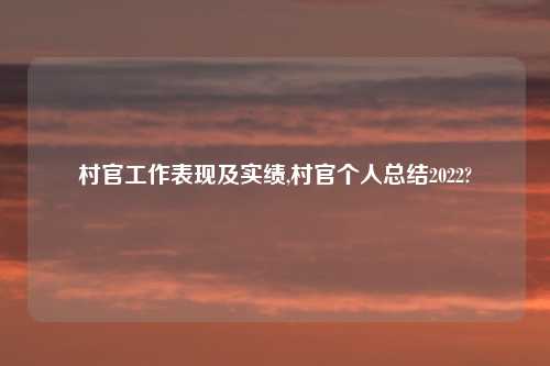 村官工作表现及实绩,村官个人总结2022?