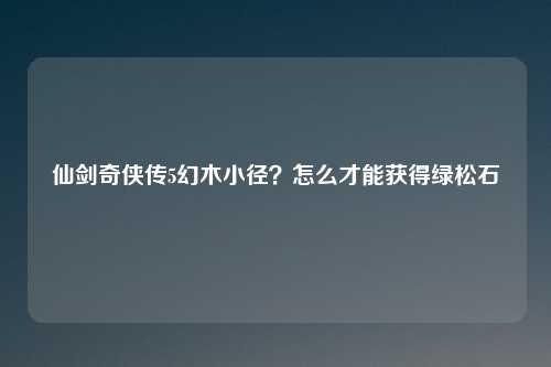 仙剑奇侠传5幻木小径？怎么才能获得绿松石