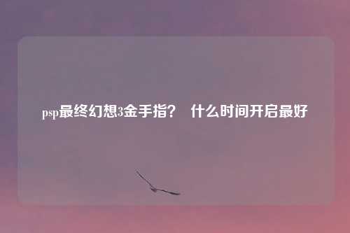 psp最终幻想3金手指？  什么时间开启最好