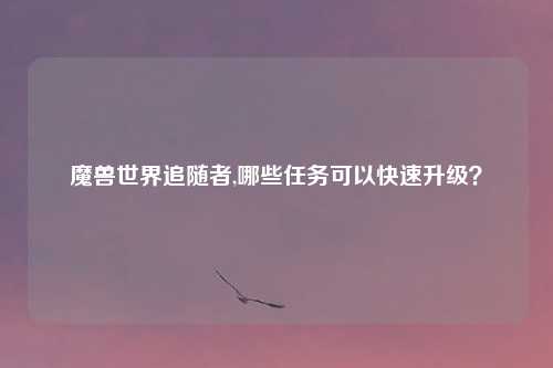 魔兽世界追随者,哪些任务可以快速升级?