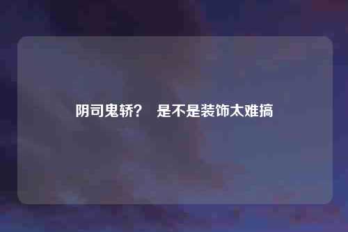 阴司鬼轿？  是不是装饰太难搞
