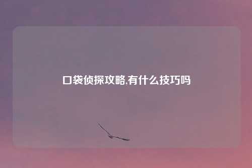 口袋侦探攻略,有什么技巧吗