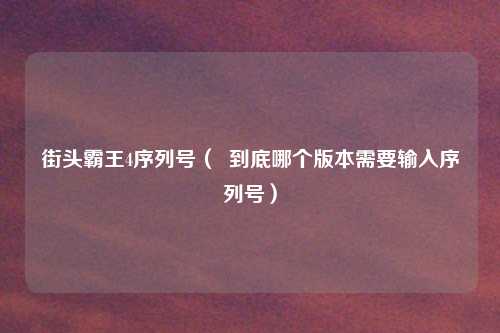 街头霸王4序列号（  到底哪个版本需要输入序列号）