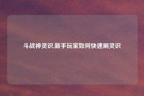 斗战神灵识,新手玩家如何快速刷灵识
