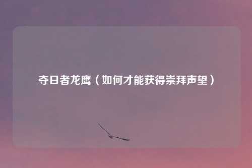 夺日者龙鹰（如何才能获得崇拜声望）