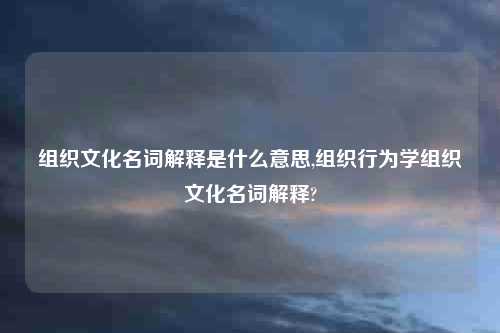组织文化名词解释是什么意思,组织行为学组织文化名词解释?
