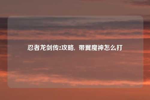 忍者龙剑传2攻略,  带翼魔神怎么打