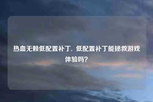 热血无赖低配置补丁, 低配置补丁能拯救游戏体验吗?