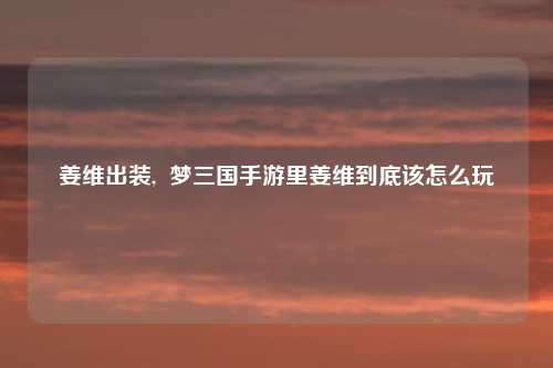 姜维出装, 梦三国手游里姜维到底该怎么玩