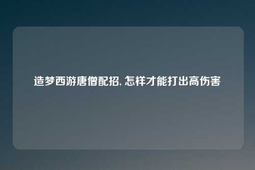 造梦西游唐僧配招, 怎样才能打出高伤害