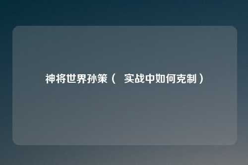 神将世界孙策（  实战中如何克制）