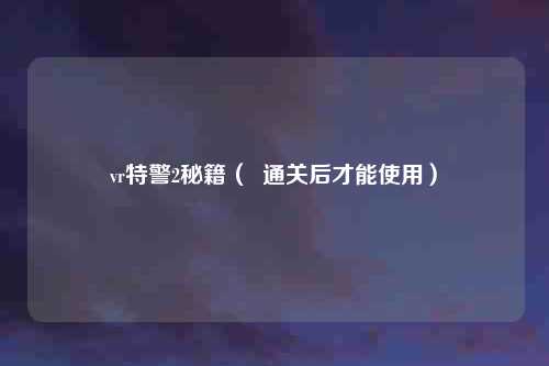 vr特警2秘籍（  通关后才能使用）