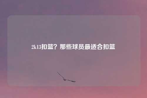 2k13扣篮?那些球员最适合扣篮