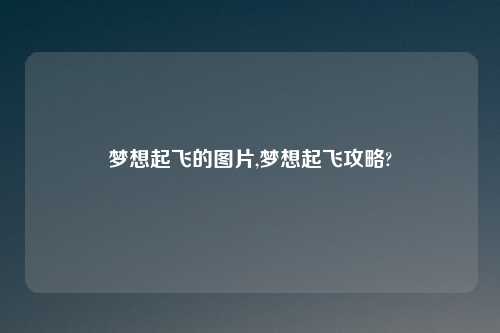 梦想起飞的图片,梦想起飞攻略?