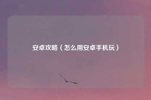 安卓攻略(怎么用安卓手机玩)