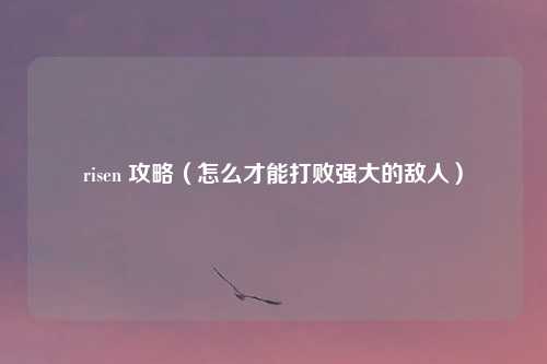 risen 攻略（怎么才能打败强大的敌人）