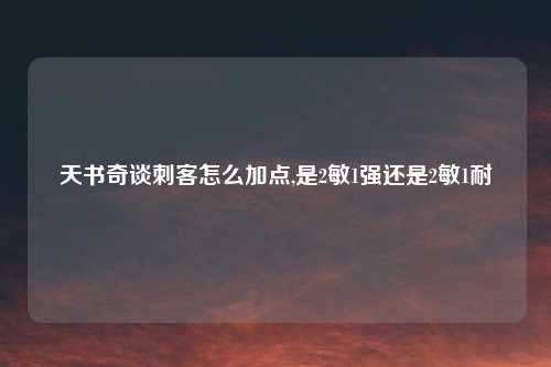 天书奇谈刺客怎么加点,是2敏1强还是2敏1耐