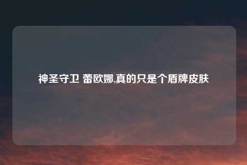 神圣守卫 蕾欧娜,真的只是个盾牌皮肤