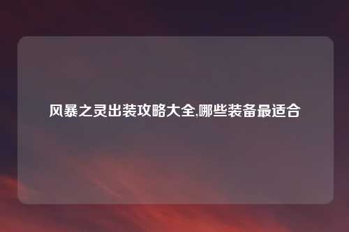 风暴之灵出装攻略大全,哪些装备最适合