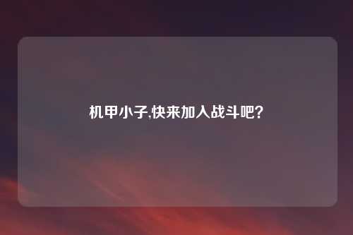 机甲小子,快来加入战斗吧？