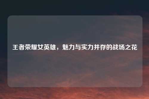 王者荣耀女英雄，魅力与实力并存的战场之花