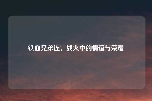 铁血兄弟连，战火中的情谊与荣耀