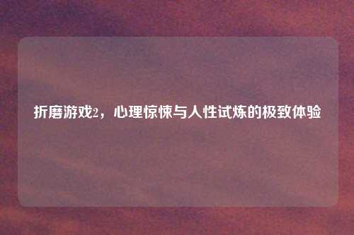 折磨游戏2，心理惊悚与人性试炼的极致体验