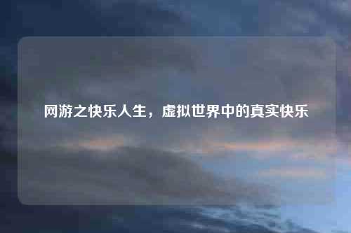 网游之快乐人生，虚拟世界中的真实快乐