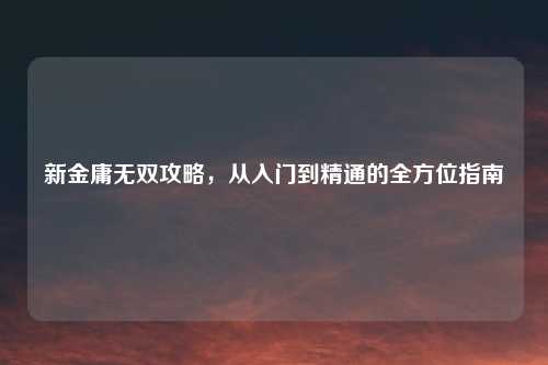 新金庸无双攻略，从入门到精通的全方位指南