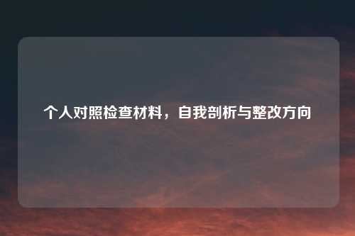 个人对照检查材料，自我剖析与整改方向