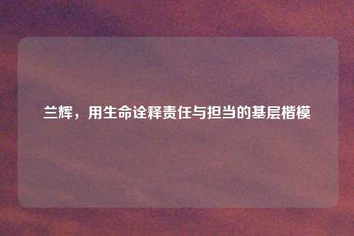 兰辉，用生命诠释责任与担当的基层楷模