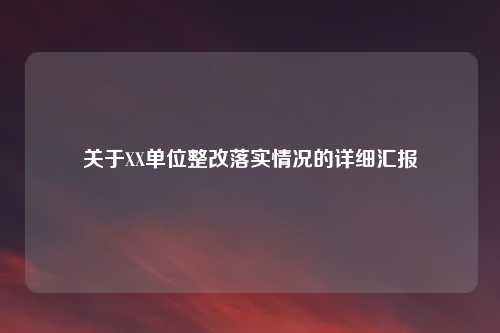 关于XX单位整改落实情况的详细汇报