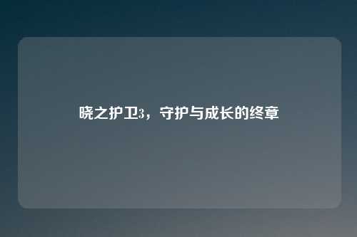 晓之护卫3，守护与成长的终章